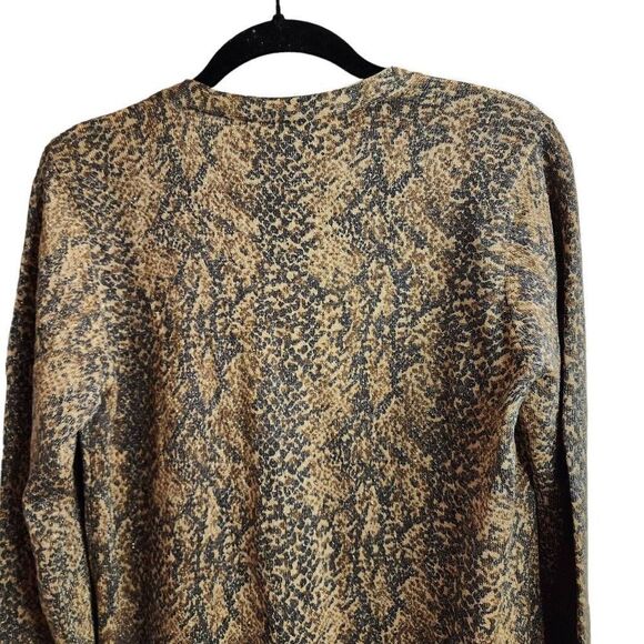 Peter Martin Gold Snakeskin Silk Button Up Lightweight Cardigan Size Small - Picture 6 of 7
